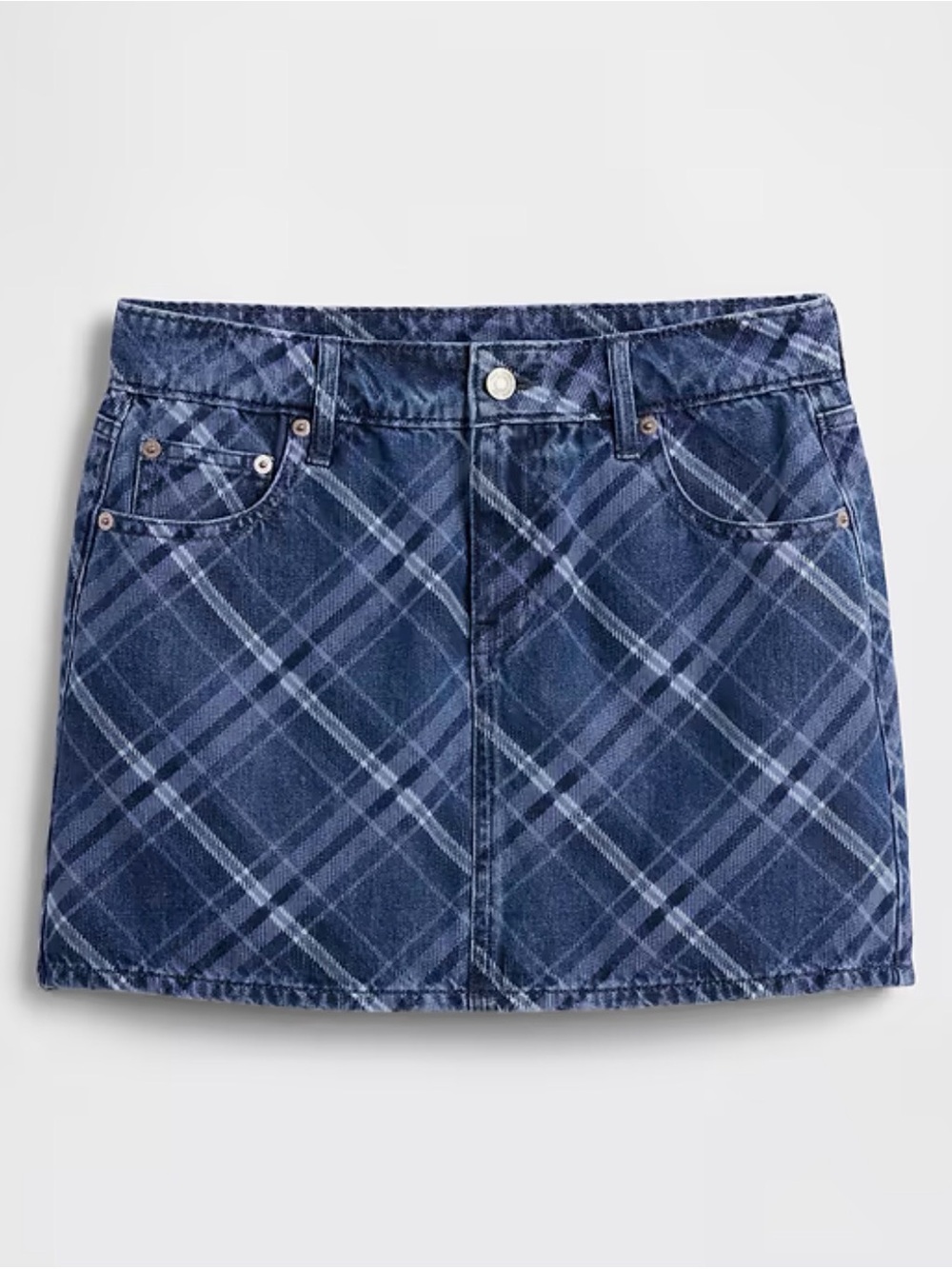 Plaid Denim Mini Skirt - GAP size 32/14 NWT
